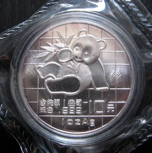 CHINA - 10 YUAN UNC 1989 KM# A221, BABY PANDA, 1 OZ SILBER, VERSIEGELT - Bild 1 von 2