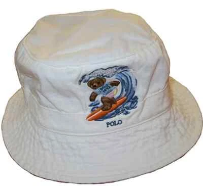 NEW! POLO Ralph Lauren [L/XL] Men's Surf Bear Bucket Sport Hat-White - Image 1 of 3