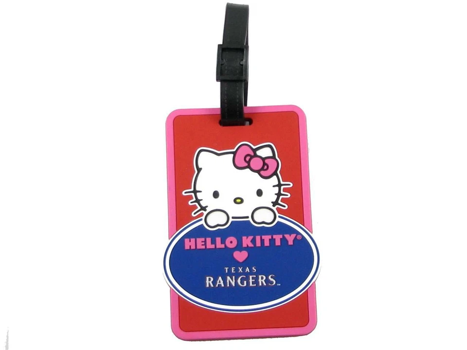 Texas Rangers Hello Kitty Peeking Luggage Tag Golf Gym Bag MLB Girls Women S2 - Image 1 of 1