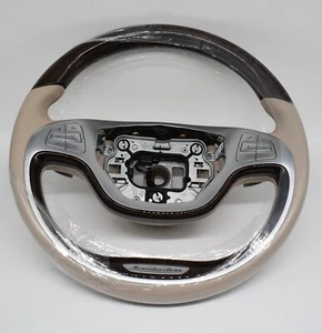 Volante de madera original Mercedes w222 clase S volante beige seda a2224605203 - Imagen 1 de 5