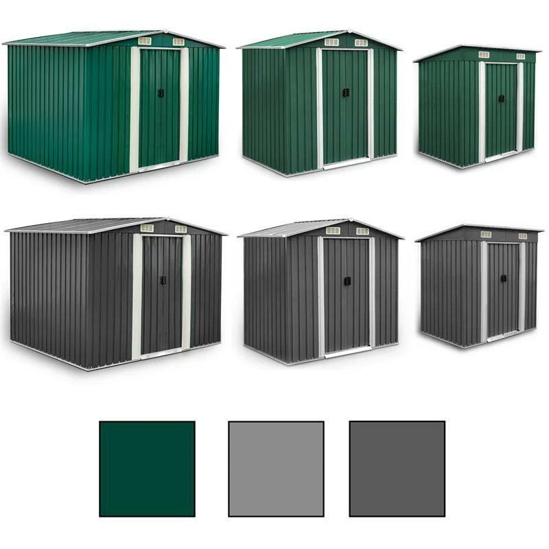 Geräteschuppen Metall Gerätehaus Gartenhaus Pultdach Satteldach Schiebetür - Bild 1 von 4