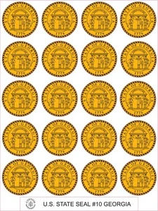 GEORGIA STATE SEAL -  SIZE 2" EACH - 20 PER SHEET - Picture 1 of 1