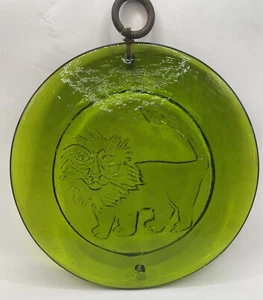Großer Vintage 60er Jahre Blenko Sonnenfänger Sternzeichen Löwe 9" in "olivgrün" - Bild 1 von 7