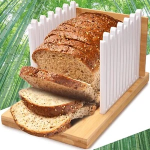 Heavy Duty Bamboo Bread Slicer for Homemade | Adjustable White - Picture 1 of 6
