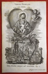SANTINO INCISIONE ACQUAFORTE 1700 LITANIE LAURETANE VIRGO FIDELIS klauber - Picture 1 of 1