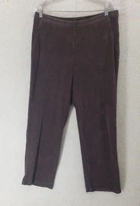 LL Bean Women Pants Large Brown Corduroy Mid Rise Pull On Straight Leg Ankle - Picture 1 of 20