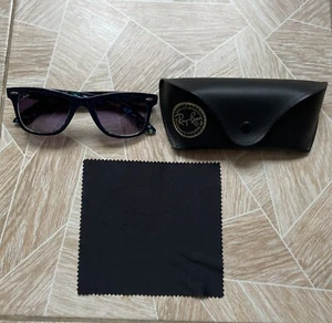 Ray Ban Wayfarer RB2140 Sunglasses Blue Multicolor Inside Made in Italy 50mm Y2K - Picture 1 of 10