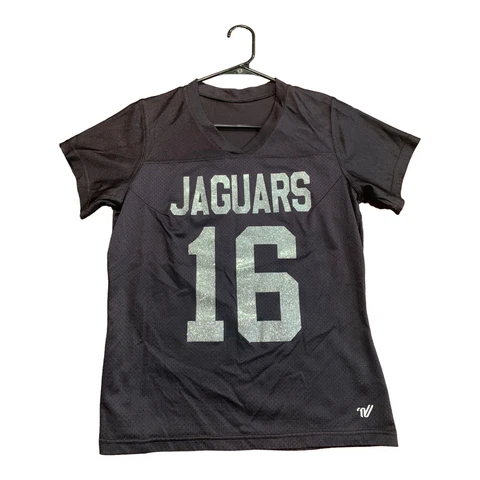 Jacksonville Jaguars NFL Women's Size Small Jersey Shirt Black Silver Sparkle Cover