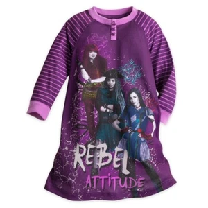 Disney Store Girls 13 Descendants 2 Nightshirt Nightgown Purple Mal Evie Uma - Picture 1 of 8