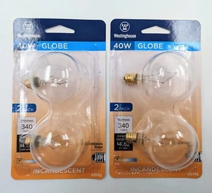 NOS! Twenty (20) Westinghouse 40w Globe Clear Candelabra Base E12 Light Bulbs - Picture 1 of 13