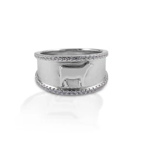Kelly Herd Crystal Accent Heifer Ring - Sterling Silver - Picture 1 of 5