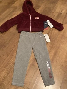 Kids REEBOK  x 2 piece RED fluffy hoodie & GREY leggings  3-4 years BNWT retro - Picture 1 of 7