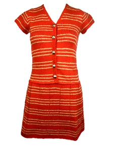 Vintage 60s 70s knit mini dress stripe flapper style Scooter Mod Go go - Picture 1 of 3