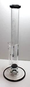 GRAV® LARGE 16” BLACK ACCENT STRAIGHT BASE W/ DISC WATER PIPE BONG - Picture 1 of 9