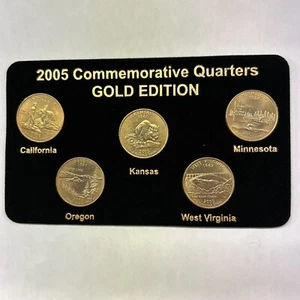2005 P GOLD 50 STATE COMMEMORATIVE QUARTERS - 5 Coins - No Box & No Case Set 113 - Picture 1 of 2