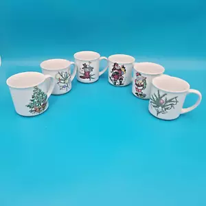 Vintage Christmas Coffee Mugs Christmas Holiday Season Lot of 6 pcs. - Picture 1 of 10
