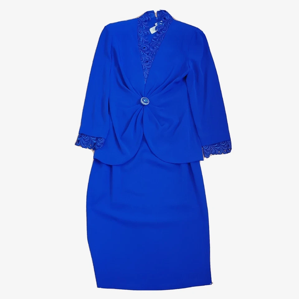 Traje Falda Daymor Couture Púrpura Para Mujer Talla 8 Adornado Encaje Triacetato En muy buen estado  Foto 1 de 4