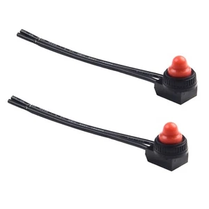 2x Red Push Button Switch Waterproof On/Off Car/Truck Wires DC 12V AC 125V/250V - Picture 1 of 12