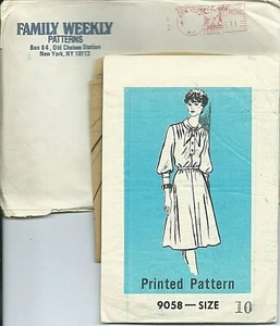 PP 9058 sewing pattern 70's Charming DRESS w/ tie collar sew mail order size 10 - Picture 1 of 1