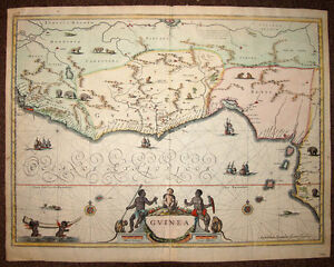 CARTE ANCIENNE DE LA GUINEE COTE OUEST DE L'AFRIQUE par JANSSON 1630 antic map