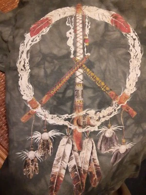 Camiseta para niños verde Tie Dye Peace Pipe Peace Sign Plumas Juvenil Talla Pequeña Foto 1 de 4