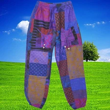 Women Harem Pant, Mixed Floral Cargo Loose Baggy Handmade  Cotton Pant S/M/L