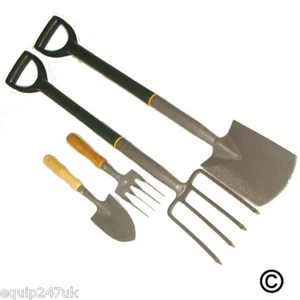 GARDEN BORDER FORK + SPADE CARBON STEEL LADIES SET INC FREE TROWEL FORK SET - Picture 1 of 1