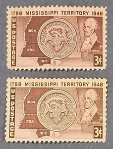 Scott #955 US Briefmarken 3c Mississippi Territory postfrisch 1948 x 2 - Bild 1 von 2