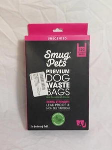 NUEVO 120 bolsas Smug para mascotas perros caca residuos amigables con la tierra con asa de corbata negras sin perfume - Imagen 1 de 4