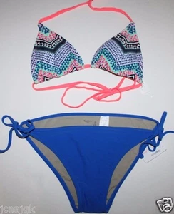 Gap NWT Womens M 6 8 Multicolor Geo & Blue Triangle String Bikini Swimsuit 2 Pc. - Picture 1 of 3