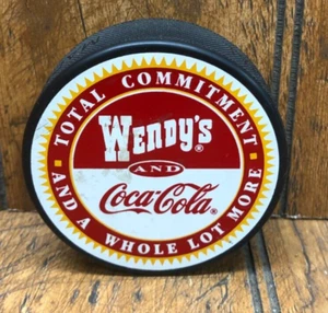 Vintage USA Hockey Puck Wendy's and Coca-Cola Advertisement - Picture 1 of 3