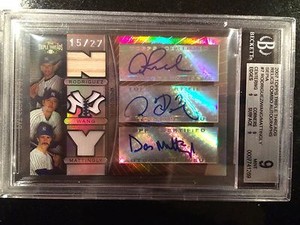 2007 TOPPS TRIPLE THREADS RELICS 3 AUTO SEPIA A-ROD/WANG/MATTINGLY-MINT 10 AUTOS