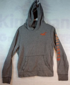 Hollister Sudadera con Capucha Para Hombre Gris Medio Naranja Pullover Suave - Imagen 1 de 5
