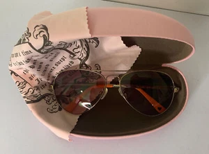 Juicy Couture Gold Aviator Sunglasses With Pink Case And Cleaning Cloth (I-118) - Picture 1 of 12