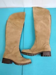Lucky Brand Harleen Womens Tan Suede Leather Knee High Boots Side Zip 10M - Picture 1 of 14