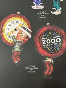 RADKO RARE PETITE MILLENNIUM CLOCK 2000 ORNAMENT GLASS - Used - Picture 1 of 8
