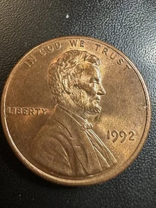 1992 P Penny, Plating Error - Before “L” From Liberty, Actual Coin - Picture 1 of 5