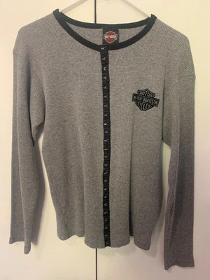 Camiseta de manga larga Harley-Davidson vintage tejida gofre para mujer talla L Foto 1 de 4