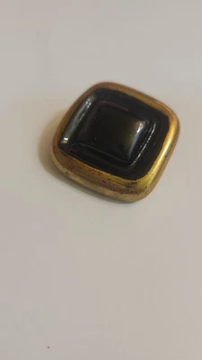 Buttons -Vintage Bimini Button - 1 Inch Black Glass Inset - Image 1 of 3