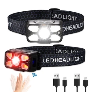 Rechargeable Headlamp,2 Pack Super Bright 5 Led Head Lamp with Red Light, 14 ... - Picture 1 of 8