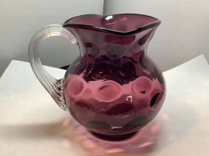LG Wright Glas Lavendel umgekehrter Daumenabdruck lila Krug applizierter Griff - Bild 1 von 11