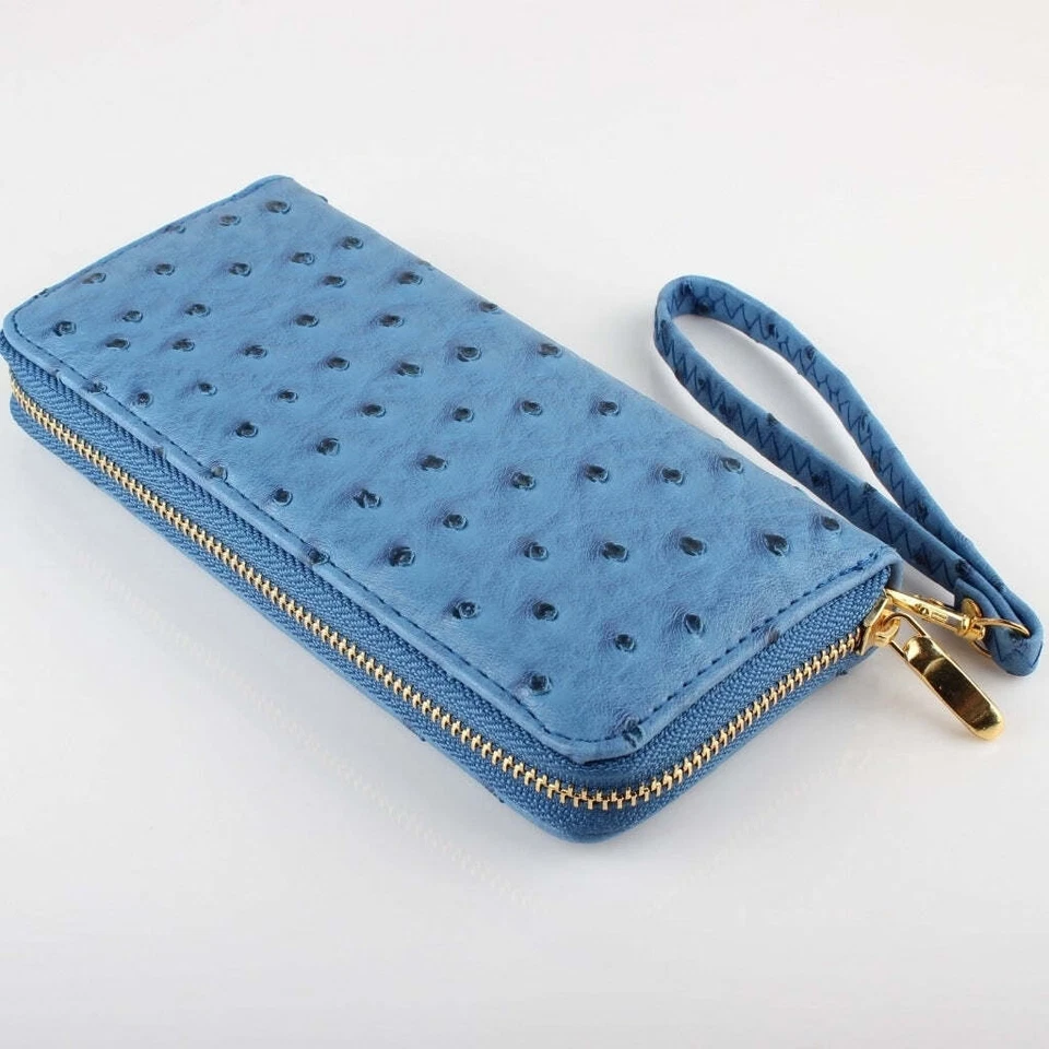 Faux Ostrich Leather Wristlet Clutch In Several Colors - Image 1 of 1