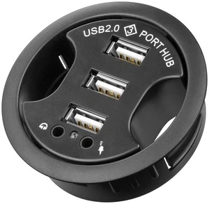 5x USB 2.0 Hi-Speed In Desk HUB / Verteiler 3 Port + Audio; USB - HUB Einbau USB - Photo 1/2