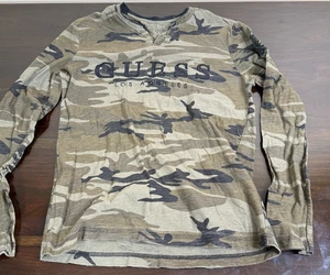 Men’s Guess Long Sleeve LA camouflage long sleeve t shirt retro unique - Picture 1 of 5