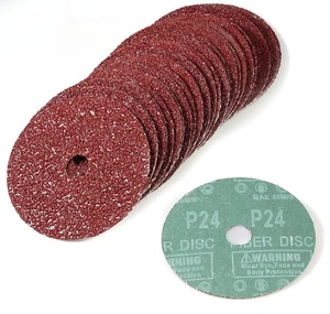 25 Stück 4,5 Zoll kalzinierte AO Faserscheibe rundes Loch P16 Schleifschleifscheibe 115 mm - Bild 1 von 10