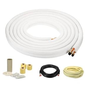 Mini Split Line Set 25 Fuß 1/4 Zoll 3/8 Zoll PE verdicktes Kupferrohr Rohrverlängerung - Bild 1 von 6