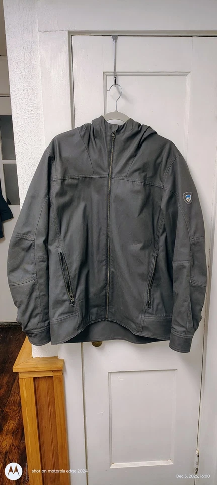 KUHL The Law Men's Size Large Fleece Lined Heavy Canvas Hoody Jacket, Dark Khaki - Image 1 of 4