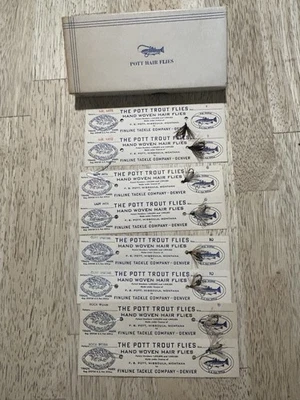 Moscas de trucha Pott de colección tejidas a mano para el cabello Finline Tackle Co. Denver Co. Foto 1 de 4