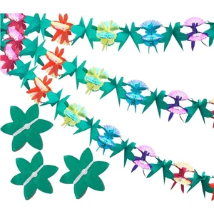 Hawaii Papiergirlanden 3er Set 9M tropische Dekoration Sommer Party Luau Baby... - Bild 1 von 9