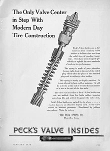 1930 Anzeige The Peck Spring Co Plainville CT Reifenventil innen - Bild 1 von 1